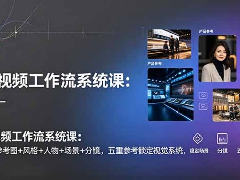 AI视频工作流系统课：产品参考图+风格+人物+场景+分镜，五重参考锁定视觉系统，稳定产出高质量视频