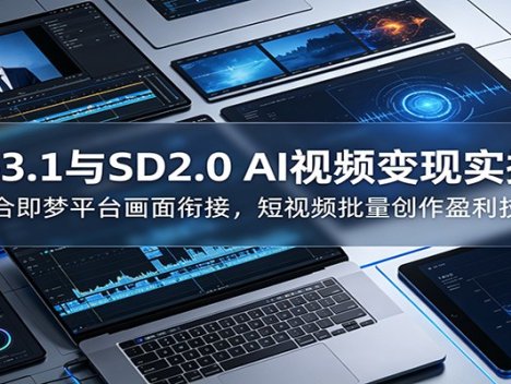 Veo3.1与SD2.0 AI视频变现实操课课：结合即梦平台画面衔接，短视频批量创作盈利技巧