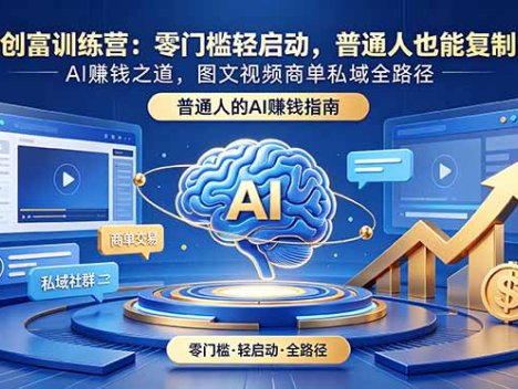 AI创富训练营：零门槛轻启动，普通人也能复制的AI赚钱之道，图文视频商单私域全路径