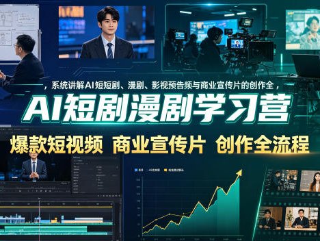 AI短剧漫剧学习营，系统讲解AI短剧、漫剧、影视预告片、爆款短视频与商业宣传片的创作全流程