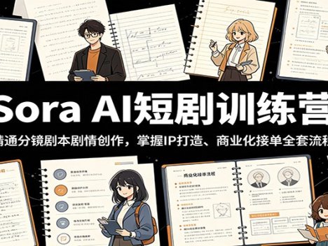 Sora AI短剧训练营：精通分镜剧本剧情创作，掌握IP打造、商业化接单全套流程