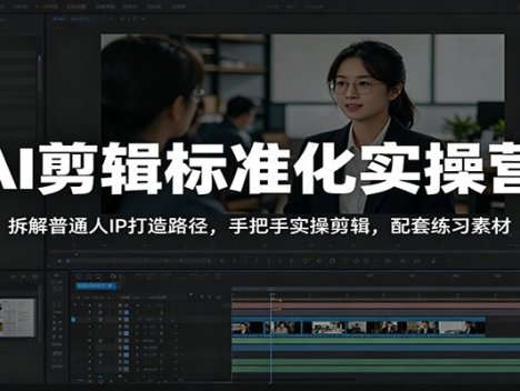 AI剪辑标准化实操营：拆解普通人IP打造路径，手把手实操剪辑，配套练习素材