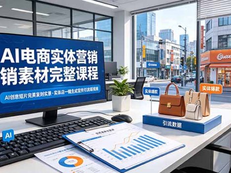 AI电商实体营销素材完整课程，AI创意短片完美复刻实景，实体店一键生成宣传引流短视频