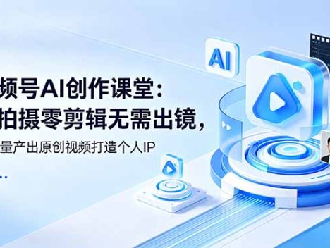 视频号AI创作课堂：零拍摄零剪辑无需出镜，AI批量产出原创视频打造个人IP