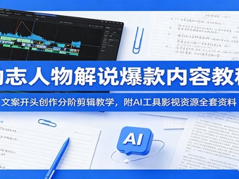 励志人物解说爆款内容教程：文案开头创作分阶剪辑教学，附AI 工具影视资源全套资料