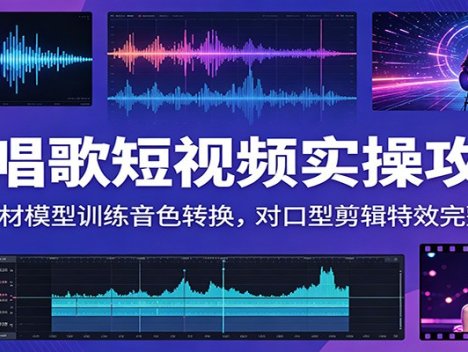 AI唱歌短视频实操攻略：人声素材模型训练音色转换，对口型剪辑特效完整教学