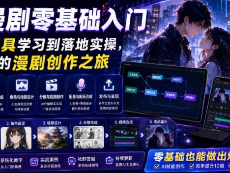 AI漫剧零基础入门，从AI工具学习到落地实操，开启你的漫剧创作之旅