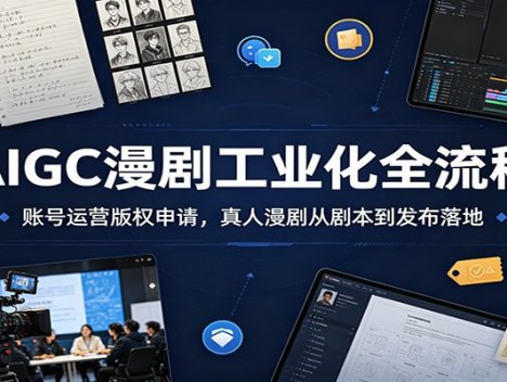 AIGC漫剧工业化全流程：账号运营版权申请，真人漫剧从剧本到发布落地