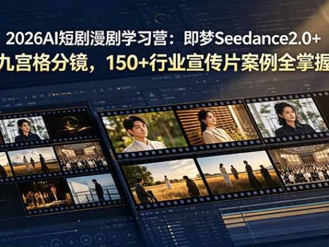 2026AI短剧漫剧学习营：即梦Seedance2.0+九宫格分镜，150+行业宣传片案例全掌握