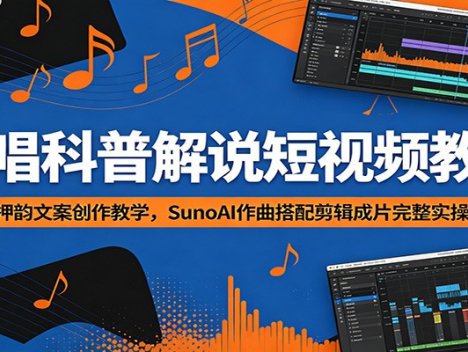 说唱科普解说短视频教程：押韵文案创作教学，SunoAI作曲搭配剪辑成片完整实操