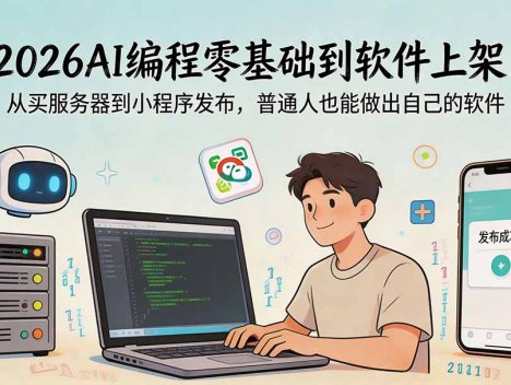 2026AI编程零基础到软件上架！从买服务器到小程序发布，普通人也能做出自己的软件