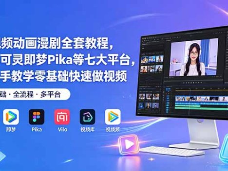AI视频动画漫剧全套教程，详解可灵即梦Pika等七大平台，手把手教学零基础快速做视频