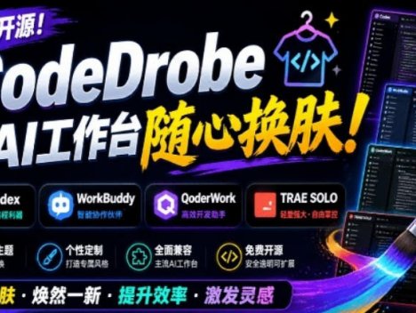 免费开源的CodeDrobe，让AI工作台随心换肤，支持Codex、WorkBuddy等，免费且本地运行！