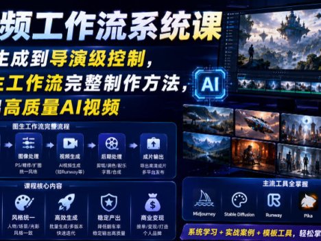 AI视频工作流系统课，从随机生成到导演级控制，掌握图生工作流完整制作方法，稳定产出高质量AI视频
