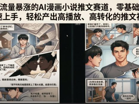 当下流量暴涨的AI漫画小说推文赛道，零基础也能快速上手，轻松产出高播放、高转化的推文视频