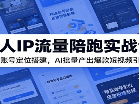 个人IP流量陪跑实战课：精准账号定位搭建，AI批量产出爆款短视频引流
