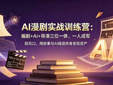 AI漫剧实战训练营：编剧+AI+导演三位一体，一人成军 驭风口，用故事与AI铸造终身变现资产