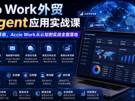 Accio Work外贸Ai Agent应用实战课，外贸AI生产力革命，Accio Work从认知到实战全面落地