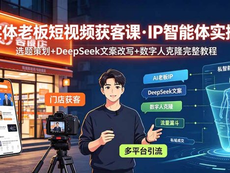 实体老板短视频获客课·IP智能体实操｜选题策划+DeepSeek文案改写+数字人克隆完整教程
