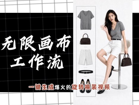 无限画布工作流，一键制作爆火的旋转换装视频，操作简单，零基础也能学会