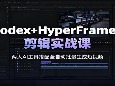 Codex+HyperFrames剪辑实战课：两大AI工具搭配全自动批量生成短视频