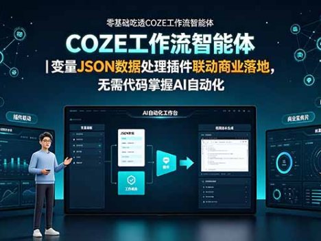 零基础吃透COZE工作流智能体｜变量JSON数据处理插件联动商业落地，无需代码掌握AI自动化