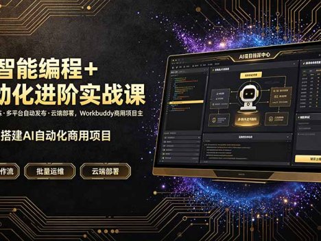 AI智能编程+自动化进阶实战课｜机器人训练·多平台自动发布·云端部署，Workbuddy商用项目全流程教学