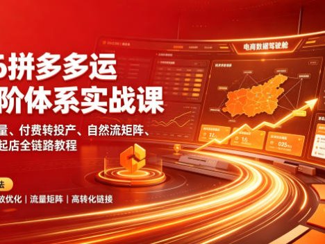 2026拼多多运营进阶体系实战课｜新版拖价稳量、付费转投产、自然流矩阵、高投产链接起店全链路教程