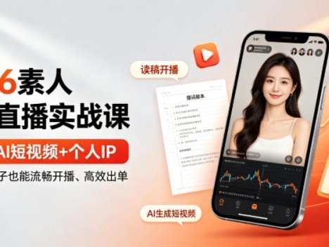 2026素人读稿直播实战课｜直播+AI短视频+个人IP，让你对着稿子也能流畅开播、高效出单