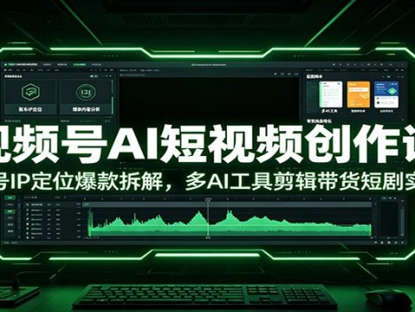视频号AI短视频创作课：账号IP定位爆款拆解，多AI工具剪辑带货短剧实操
