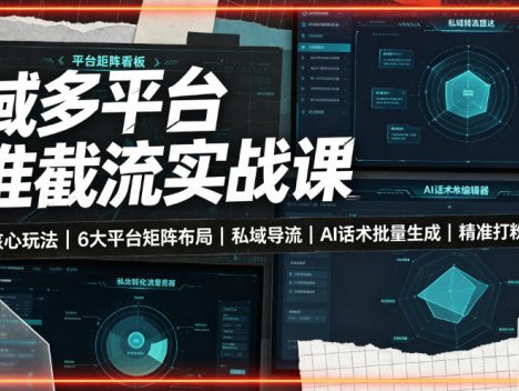 全域多平台精准截流实战课｜7大截流核心玩法、6大平台矩阵布局、私域导流、AI话术批量生成、精准打粉闭环教程