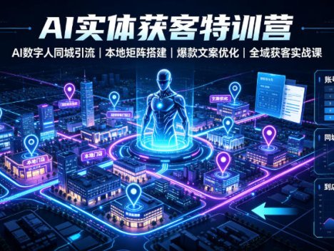 AI实体获客特训营｜AI数字人同城引流、本地矩阵搭建、爆款文案优化全域获客实战课