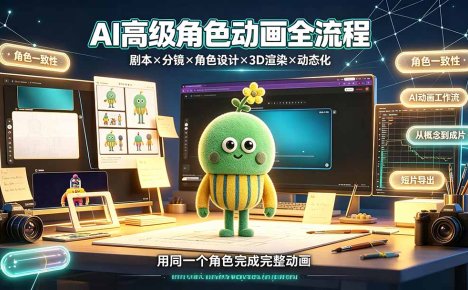 AI高级角色动画全流程:剧本×分镜×角色设计×3D渲染×动态化,从概念到成片一站式教学