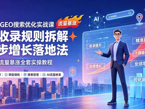 2026GEO搜索优化实战课：AI收录规则拆解｜六步增长落地法｜企业流量暴涨全套实操教程
