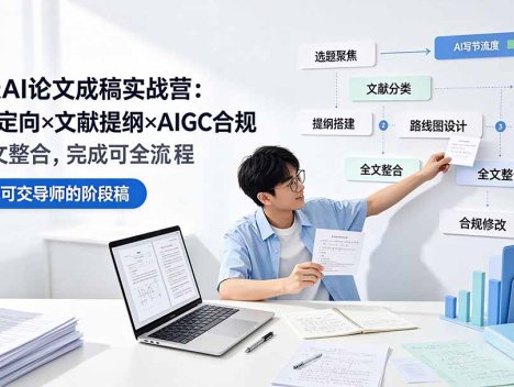 21天AI论文成稿实战营：选题定向×文献提纲×AIGC合规×全文整合，完成可交导师的阶段稿