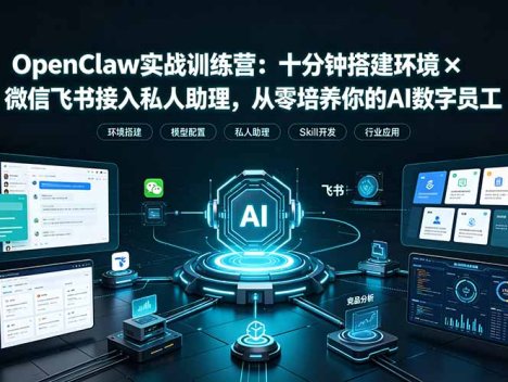 OpenClaw实战特训营：十分钟搭建环境×微信飞书接入私人助理，从零培养你的AI数字员工