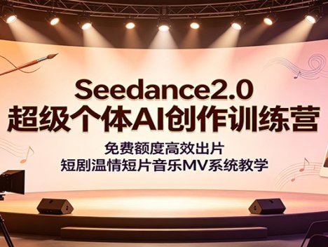 Seedance2.0超级个体AI创作训练营：免费额度高效出片，短剧温情短片音乐MV系统教学