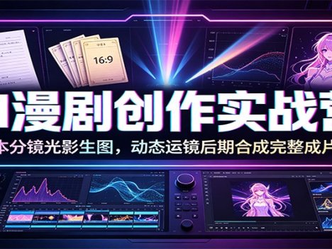 AI漫剧创作实战营：AI剧本分镜光影生图，动态运镜后期合成完整成片体系