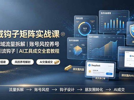 私域钩子矩阵实战课〓公私域流量拆解｜账号风控养号｜18类引流钩子｜AI工具成交全套教程