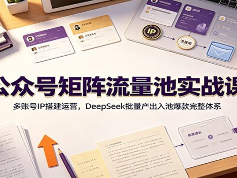 公众号矩阵流量池实战课：多账号IP搭建运营，DeepSeek批量产出入池爆款完整体系