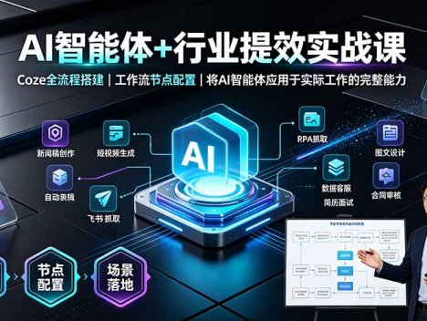 AI智能体+行业提效实战课·Coze全流程搭建｜工作流节点配置｜将AI智能体应用于实际工作的完整能力