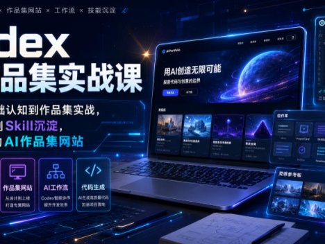 Codex AI作品集实战课，从Codex基础认知到作品集实战，从灵感搜集到Skill沉淀，打造属于你的AI作品集网站