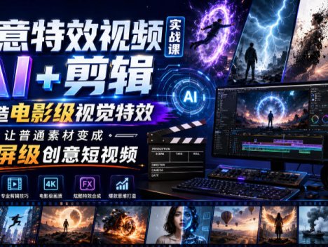 创意特效视频实战课，AI+剪辑打造电影级视觉特效，让普通素材变成刷屏级创意短视频