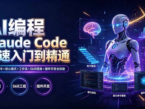 AI编程 Claude Code快速入门到精通：功能×命令×核心模式×工作流×Skill搭建×插件开发全技能