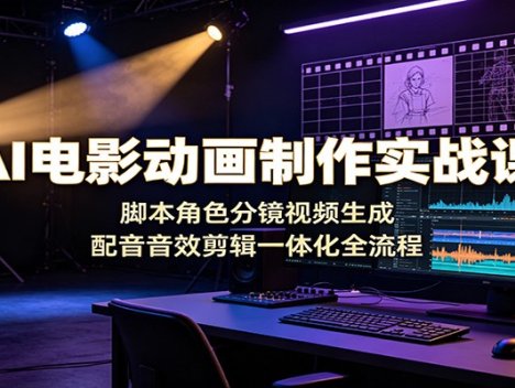 AI电影动画制作实战课：脚本角色分镜视频生成，配音音效剪辑一体化全流程