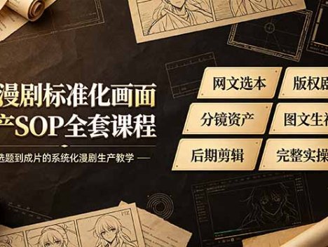 AI漫剧标准化画面生产SOP全套课程-更新，网文选本版权剧本分镜资产全覆盖，图文生视频后期剪辑完整实操教学