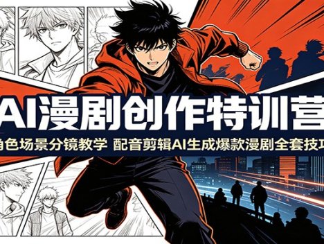 AI漫剧创作特训营：角色场景分镜教学，配音剪辑AI生成爆款漫剧全套技巧