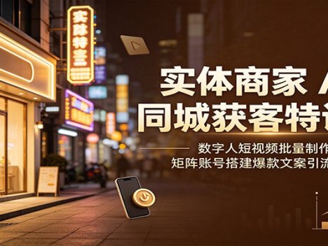实体商家AI同城获客特训营：数字人短视频批量制作，矩阵账号搭建爆款文案引流教程