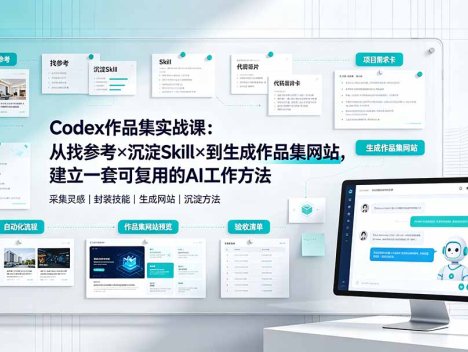 Codex作品集实战课：从找参考×沉淀Skill×到生成作品集网站，建立一套可复用的AI工作方法