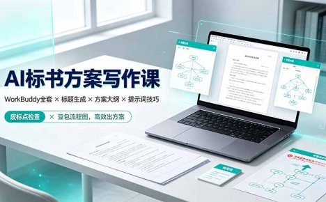 AI标书方案写作课:WorkBuddy全套×标题生成×方案大纲×提示词技巧×废标点检查×豆包流程图,高效出方案